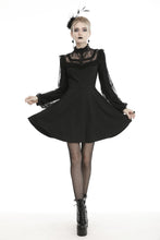 Load image into Gallery viewer, Black dolly frilly lace longsleeves gothic prom dress  DW438