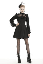 Load image into Gallery viewer, Black dolly frilly lace longsleeves gothic prom dress  DW438