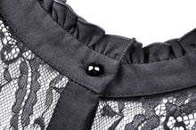 Load image into Gallery viewer, Black dolly frilly lace longsleeves gothic prom dress  DW438