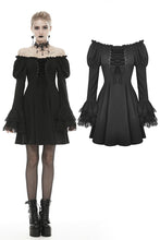 Load image into Gallery viewer, Gothic doll tie up bust off the shoulders dress DW441