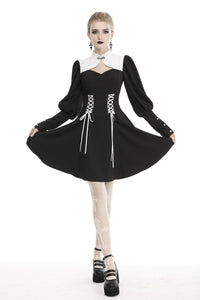Gothic witch lace up longsleeves dress DW443