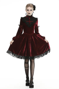 Gothic ghost blood cross velvet dress DW448