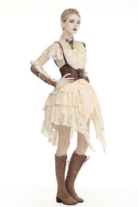 Steampunk irreqular frilly lace dress DW451