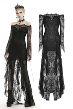 Load image into Gallery viewer, Gothic black lace frill swallow tail mermaid dress DW460