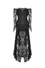 Load image into Gallery viewer, Gothic black lace frill swallow tail mermaid dress DW460