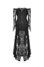 Load image into Gallery viewer, Gothic black lace frill swallow tail mermaid dress DW460