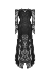 Gothic black lace frill swallow tail mermaid dress DW460