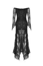 Load image into Gallery viewer, Gothic black lace frill swallow tail mermaid dress DW460