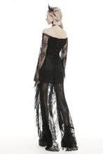 Load image into Gallery viewer, Gothic black lace frill swallow tail mermaid dress DW460