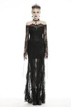 Load image into Gallery viewer, Gothic black lace frill swallow tail mermaid dress DW460