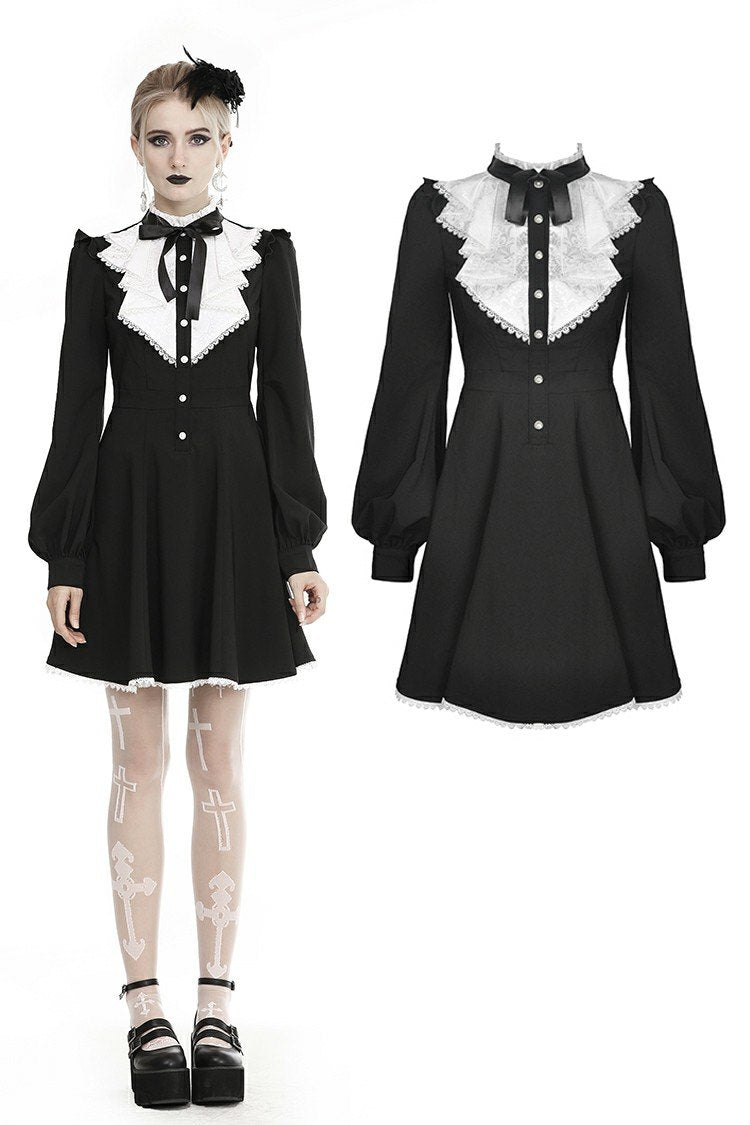 Gothic pleated button up longsleeves dress DW462 – DARK IN LOVE