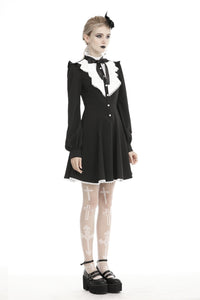 Gothic pleated button up longsleeves dress DW462