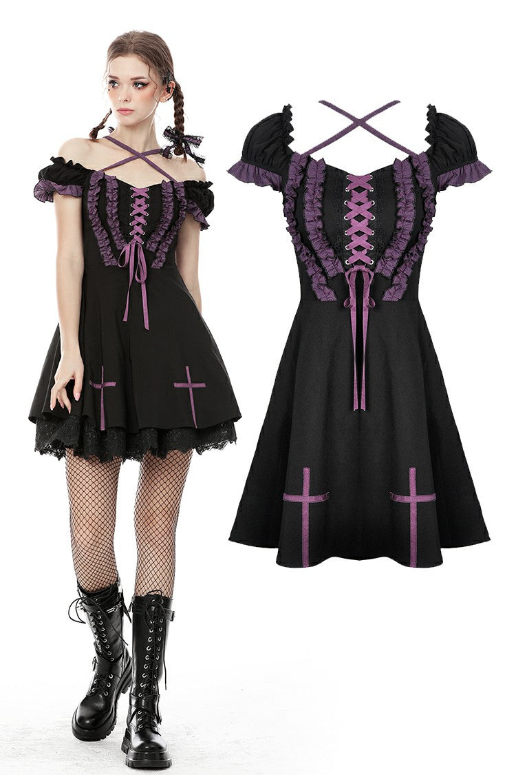 Harajuku purple black cross sweet cool rebel dress DW468 – DARK IN LOVE