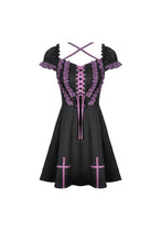Load image into Gallery viewer, Harajuku purple black cross sweet cool rebel dress DW468