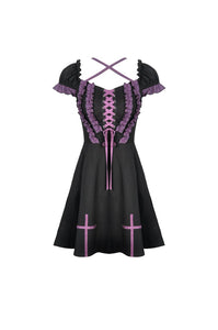 Harajuku purple black cross sweet cool rebel dress DW468