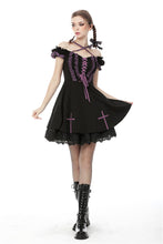 Load image into Gallery viewer, Harajuku purple black cross sweet cool rebel dress DW468