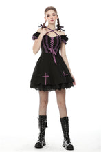 Load image into Gallery viewer, Harajuku purple black cross sweet cool rebel dress DW468