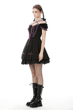 Load image into Gallery viewer, Harajuku purple black cross sweet cool rebel dress DW468