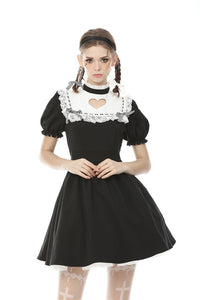 Women's hollow out peach heart melanism Alice dress DW469