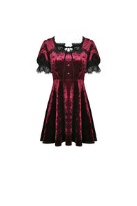 Classic nightingale's rose wine red diamond velvet dress DW482