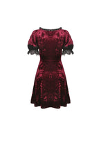 Load image into Gallery viewer, Classic nightingale&#39;s rose wine red diamond velvet dress DW482