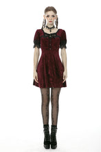 Load image into Gallery viewer, Classic nightingale&#39;s rose wine red diamond velvet dress DW482