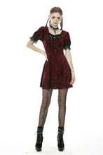 Load image into Gallery viewer, Classic nightingale&#39;s rose wine red diamond velvet dress DW482