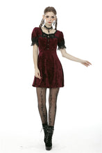 Load image into Gallery viewer, Classic nightingale&#39;s rose wine red diamond velvet dress DW482