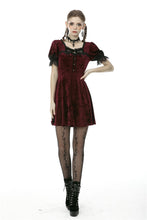 Load image into Gallery viewer, Classic nightingale&#39;s rose wine red diamond velvet dress DW482