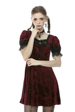 Load image into Gallery viewer, Classic nightingale&#39;s rose wine red diamond velvet dress DW482