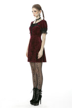 Load image into Gallery viewer, Classic nightingale&#39;s rose wine red diamond velvet dress DW482