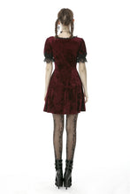 Load image into Gallery viewer, Classic nightingale&#39;s rose wine red diamond velvet dress DW482