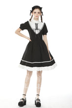 Load image into Gallery viewer, Rebel princess tie up heart black white dress DW496