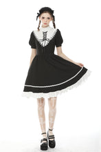 Load image into Gallery viewer, Rebel princess tie up heart black white dress DW496