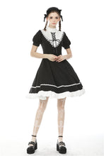 Load image into Gallery viewer, Rebel princess tie up heart black white dress DW496