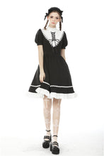 Load image into Gallery viewer, Rebel princess tie up heart black white dress DW496