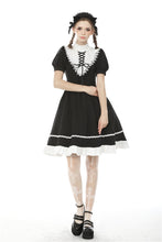 Load image into Gallery viewer, Rebel princess tie up heart black white dress DW496