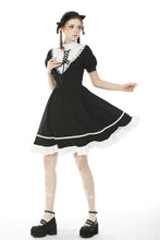 Load image into Gallery viewer, Rebel princess tie up heart black white dress DW496