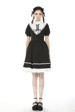Load image into Gallery viewer, Rebel princess tie up heart black white dress DW496