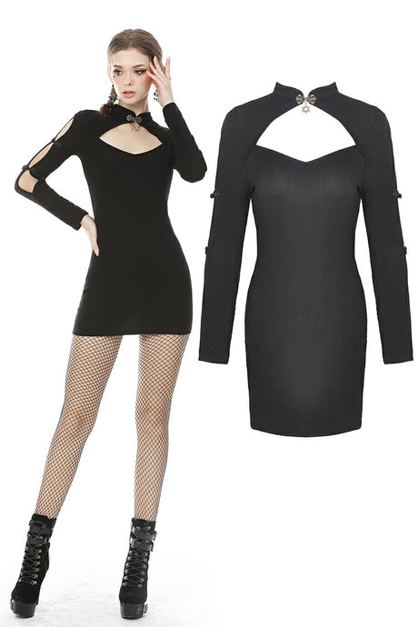 Punk locomotive sexy arm bodycon dress DW503
