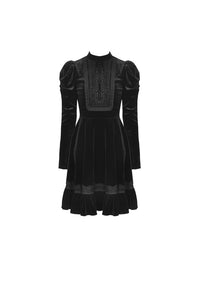Melanism gothic antique velvet high collar dress DW506