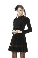 Load image into Gallery viewer, Melanism gothic antique velvet high collar dress DW506