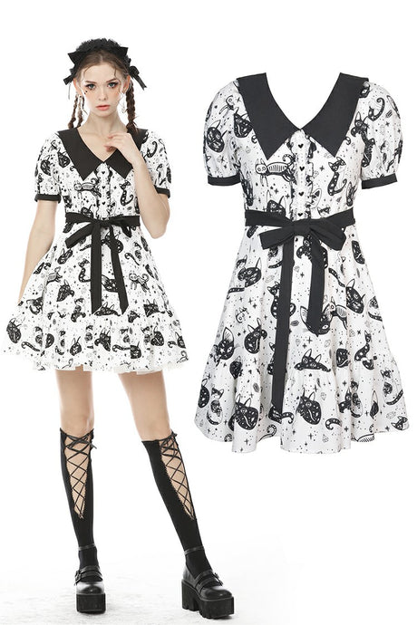 Magic cat sweet cool printed dress DW507