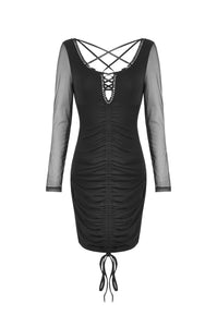 Street fashion lace up chest slim dress DW514