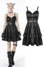 Load image into Gallery viewer, Rebel locomotive girl faux leather strap dress DW519