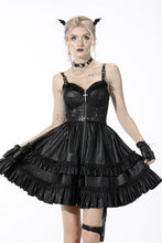 Load image into Gallery viewer, Rebel locomotive girl faux leather strap dress DW519