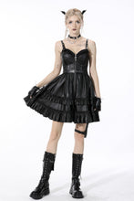 Load image into Gallery viewer, Rebel locomotive girl faux leather strap dress DW519
