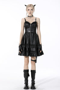 Rebel locomotive girl faux leather strap dress DW519