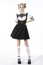 Load image into Gallery viewer, Preppy style pleated lace up back suspenders skirt DW522