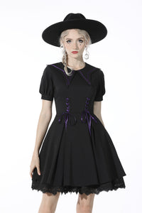 Magic girl purple line trims mini dress DW526